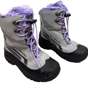 Columbia Bugaboot Girls Waterproof Snow Boots Gray And Purple Size 6